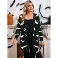 thumbnail image 3 of Women'S Button Cardigan Long Sleeve Loose Casual Knit Cardigan Halloween Bat Black S, 3 of 8