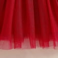 thumbnail image 5 of AINIYS Girls Short Sleeve Tulle Trimmed Dress With Crew Neck And Hidden Back Zipper Lightweight Fabric For Costume Party And Playtime Red 5 Years, 5 of 5