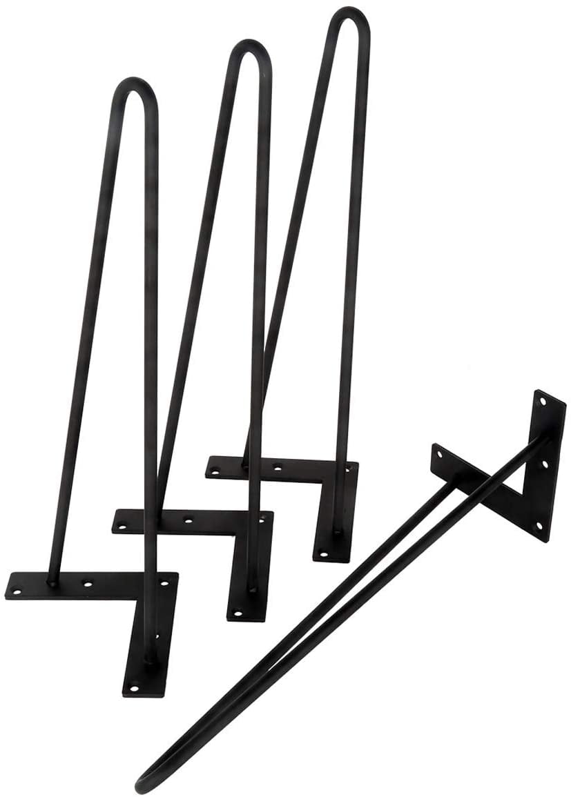 14" 18" 28" Hairpin Coffee Table Legs Set of 4 DIY Metal Solid Steel 2 Rod Black 