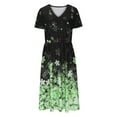 thumbnail image 4 of Gaecuw Womens Summer Maxi Dress V Neck Short Sleeve Calf Length Plus Size Dresses Swing Beach Dresses Trendy Dresses Polyester Going Out Dresses Casual Summer Dresses Floral Pockets Vacation Dresses, 4 of 6