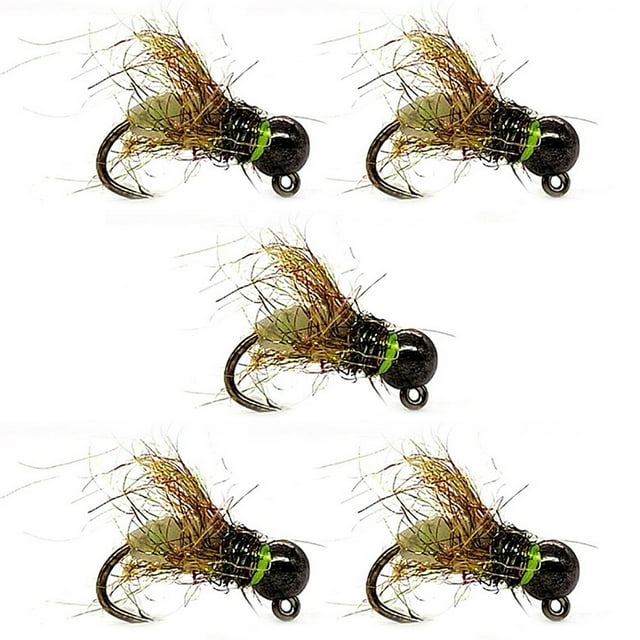 5pcs Fly Hook Trout Fishing Lures Fast Sinking Tungsten Bead Head Nymph Fly Bait