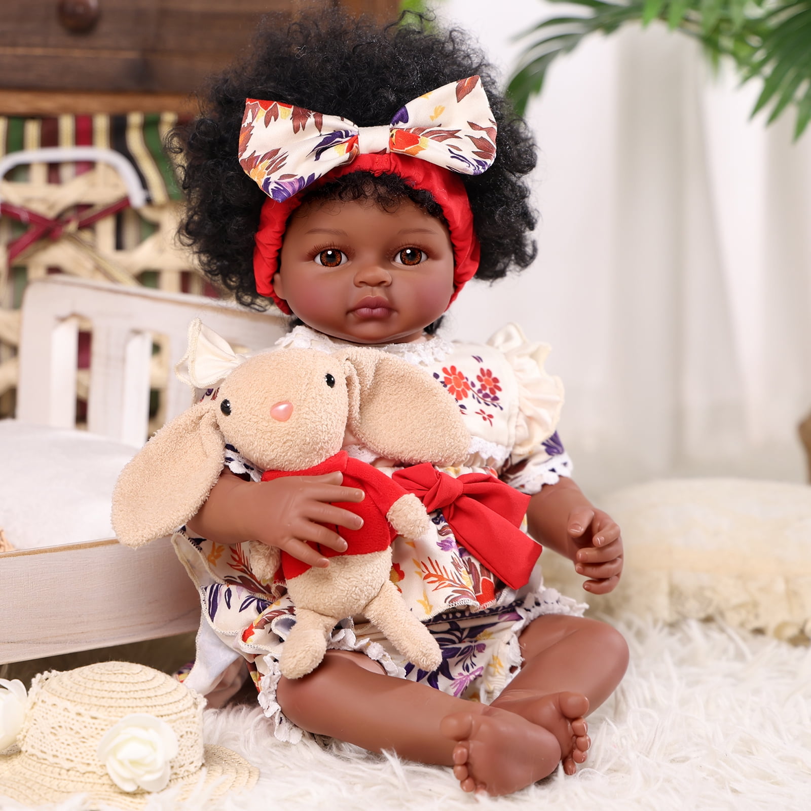 RSG Lifelike Reborn Baby Dolls Black Girl- 17 Inch Soft Body - Handmade Real Life Baby Dolls with Clothes and Toy Gift for Kids Age 3+
