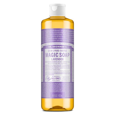 Dr. Bronner's Magic Soap - Lavender - Pure-Castile Liquid Soap - 16 oz – for face, body wash, hands