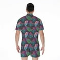 thumbnail image 2 of Colorful Tropical Leaves Pattern Short Sleeve Men'S Rompers, Aloha Tropical Hawaiian Casual Summer Jumpsuits Outfit, 2 of 4