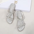 thumbnail image 5 of Sandals Women Dressy Women Shoes Thick Sole Wedge Sandals Fashion Pearl Outdoor Beach Bohemian Sandals Silver 41, 5 of 7