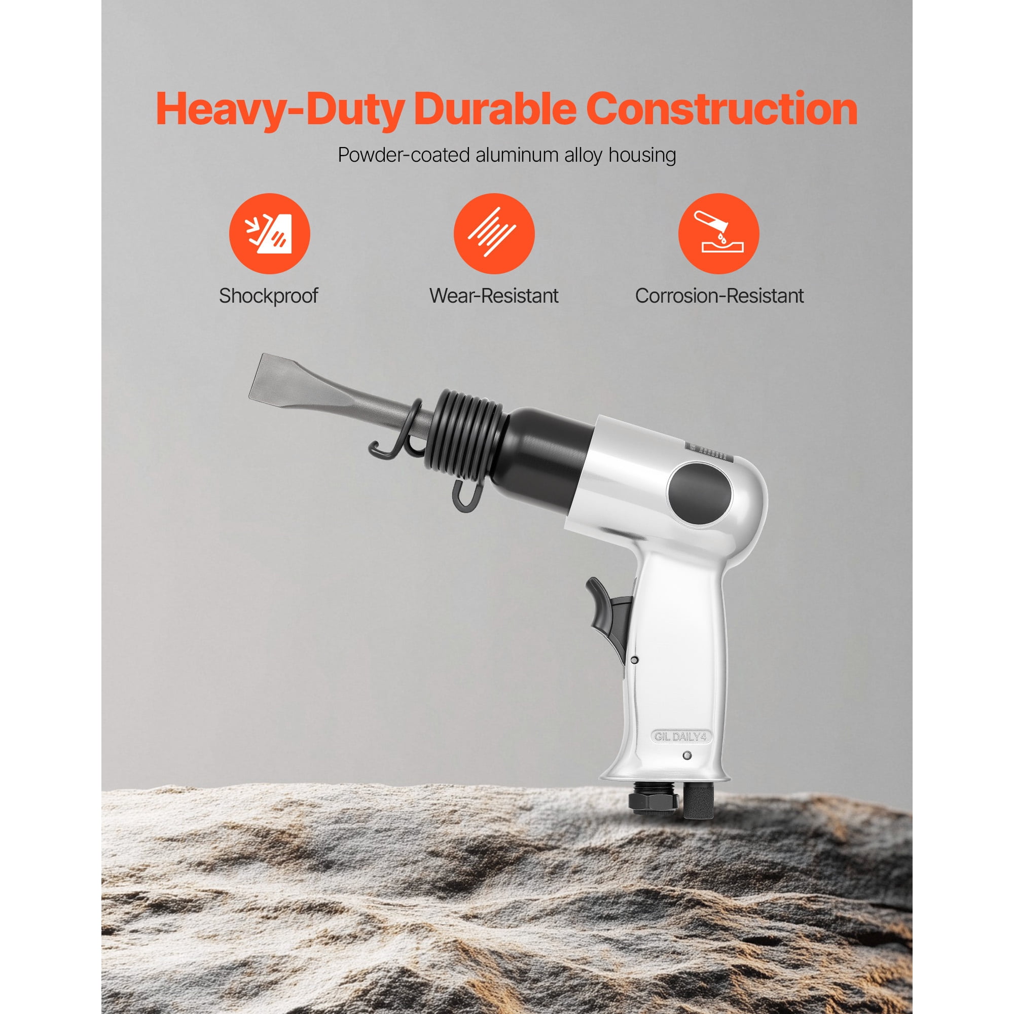 KFFKFF Pneumatic Air Hammer, 4500 BPM Tool with Needle Scaler & 4 Chisels, Compact and Lightweight Design for Cutting, Scraping, and Demolition Tasks