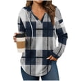 thumbnail image 4 of Dyfzdhu Long Sleeve Shirts For Women Hoodies Long Sleeve Plaid Shirts Lightweight V Neck Oversized Pullover Sweatshirts Casual Fall Sweater Tops Womens Blouses, 4 of 7