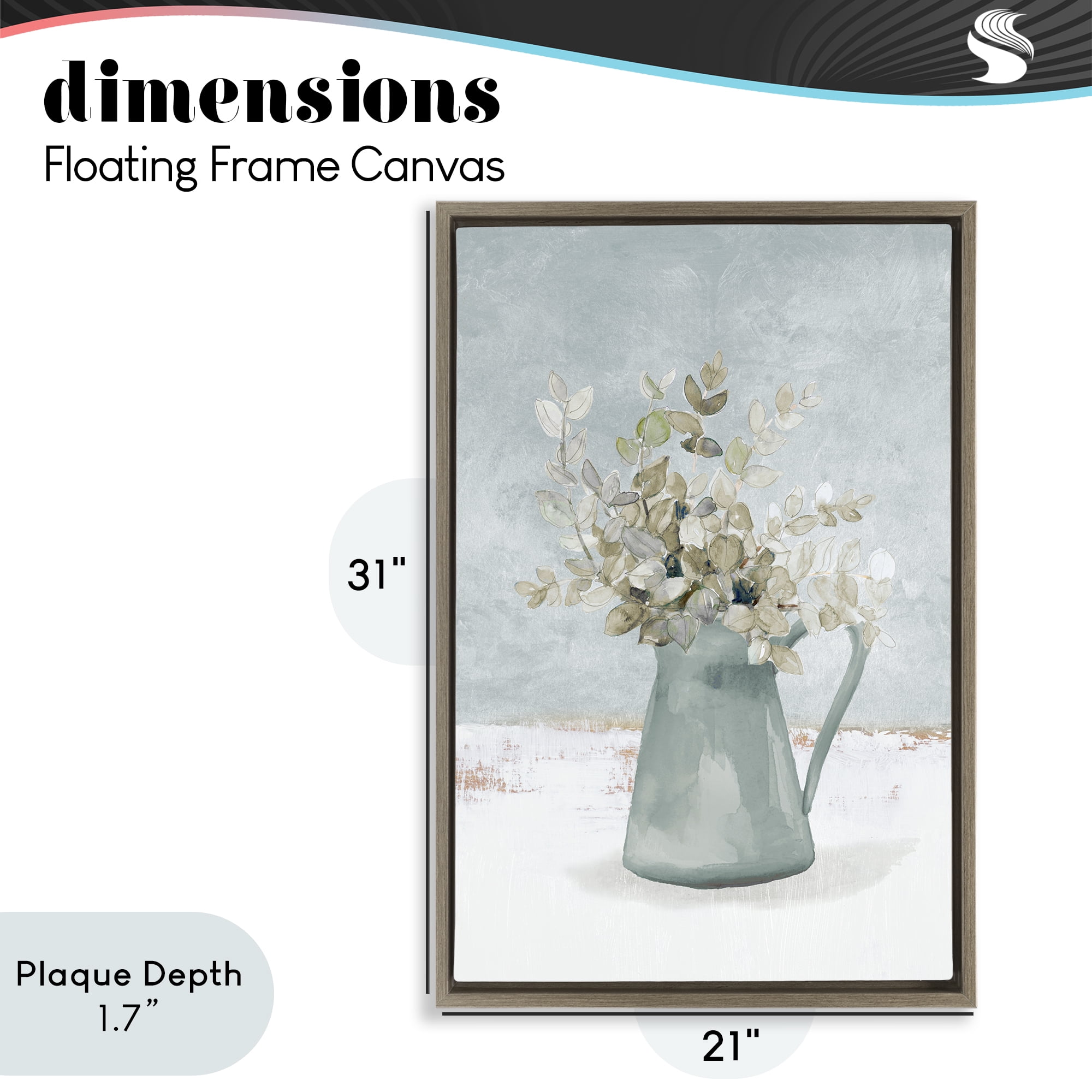 Stupell Industries Blue Botanical Arrangement Brown Framed Floater Canvas Wall Art, design by Lanie Loreth