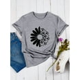 thumbnail image 4 of QAFOPEH Women Daisy Mandala Print Short Sleeve Round Neck Tee, 4 of 6