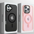 thumbnail image 3 of Luxury Matte Frosted Pink Magnetic Wireless Charging Case For iPhone 16 15 14 13 12 11 Pro Max 16 Plus Translucent Bumper Cover grey For iPhone 12Pro 12, 3 of 6
