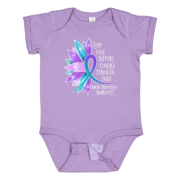 Inktastic Suicide Prevention Awareness Purple Teal Sunflower Ribbon Boys or Girls Baby Bodysuit