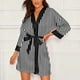thumbnail image 1 of Batas Talla Lencería Mujer Seda Raya Bata Satén Albornoz Ropa de Dormir Pijamas Mujer, 1 of 9