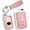 Leather Keychain-pink, variant on Key Fob Cover Compatible with Toyota Avalon Camry Corolla Highlander RAV4 2018-2024 4 Button Keychain Case Holder Protector,bullet keychian-Pink