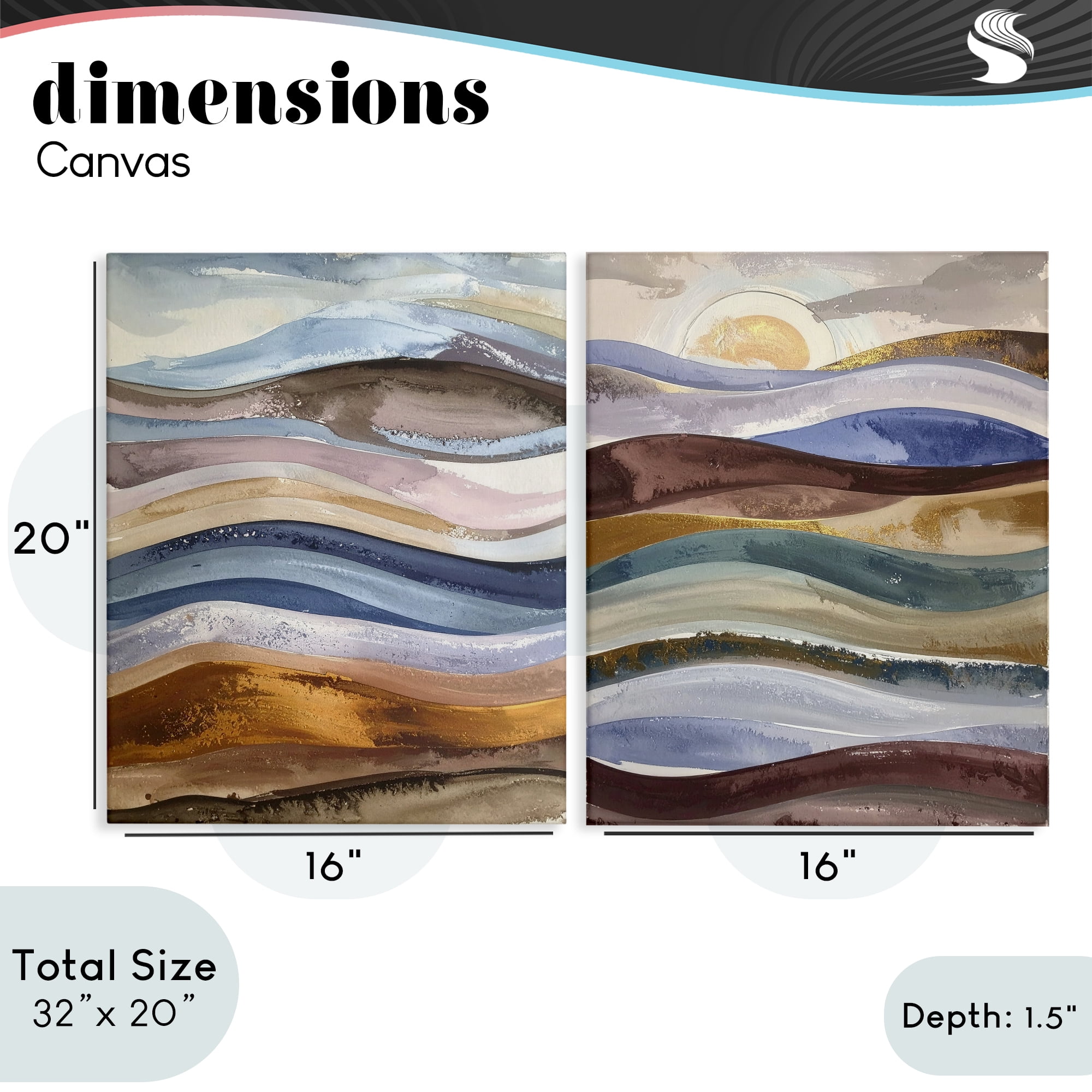 Stupell Industries Earthy Ocean Flow 2 Piece Canvas Wall Art Set, design by Alonza Saunders