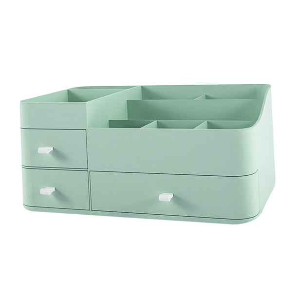 1 caja de almacenamiento de cosméticos para el hogar, organizador de maquillaje de escritorio, caja de plástico para cosméticos con cajón (verde)
