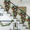 thumbnail image 3 of 18in Christmas Teardrop Swag for Front Door Artificial Winter Swag Garland with Pine Cones, Berry Clusters, Burgundy Ball Ornaments and Ribbons for Thanksgiving Holiday Christmas Decoration, 3 of 6