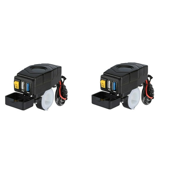 2X C1FB 20-80V E-Bike Handlebar USB Charger 24V 36V 48V 60V QC3.0 Quick Adapter(Blue Light)