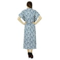 thumbnail image 5 of Bimba Women Blue Cotton Long Kaftan Floral Printed Custom Caftan Night Gown, 5 of 5