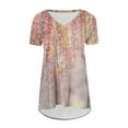 thumbnail image 4 of Giftesty Blouses for Women Dressy Casual Fashionable Women's Summer Printing V Neck T-shirt Short Sleeved Casual Tops, 4 of 5
