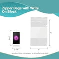 thumbnail image 4 of 100 Pack Clear Plastic Zipper Bags 6" x 9" /w White Write-On Block 2 mil, 4 of 7