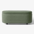 thumbnail image 7 of WestinTrends 42" Wide Mid-Century Modern Upholstered Teddy Sherpa Tufted Oval Storage Ottoman Bench, Ice Green, 7 of 7