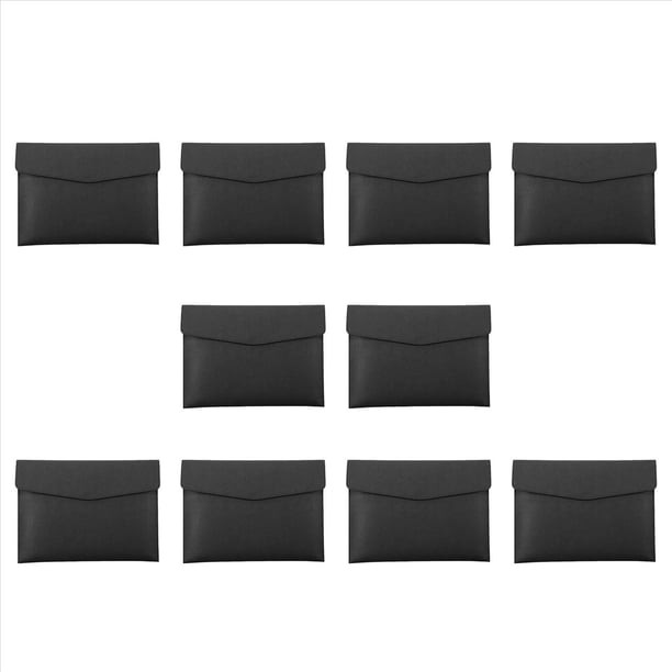 10X Carpeta de Archivos A4 de de PU Soporte de Documentos Carpeta de Sobre de Cartera A Prueba de Agua Estuche con A PresióN (Negro)