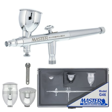 3 Cup Master G46 Dual-Action Gravity Airbrush Set Hobby Auto Paint Cake Tattoo