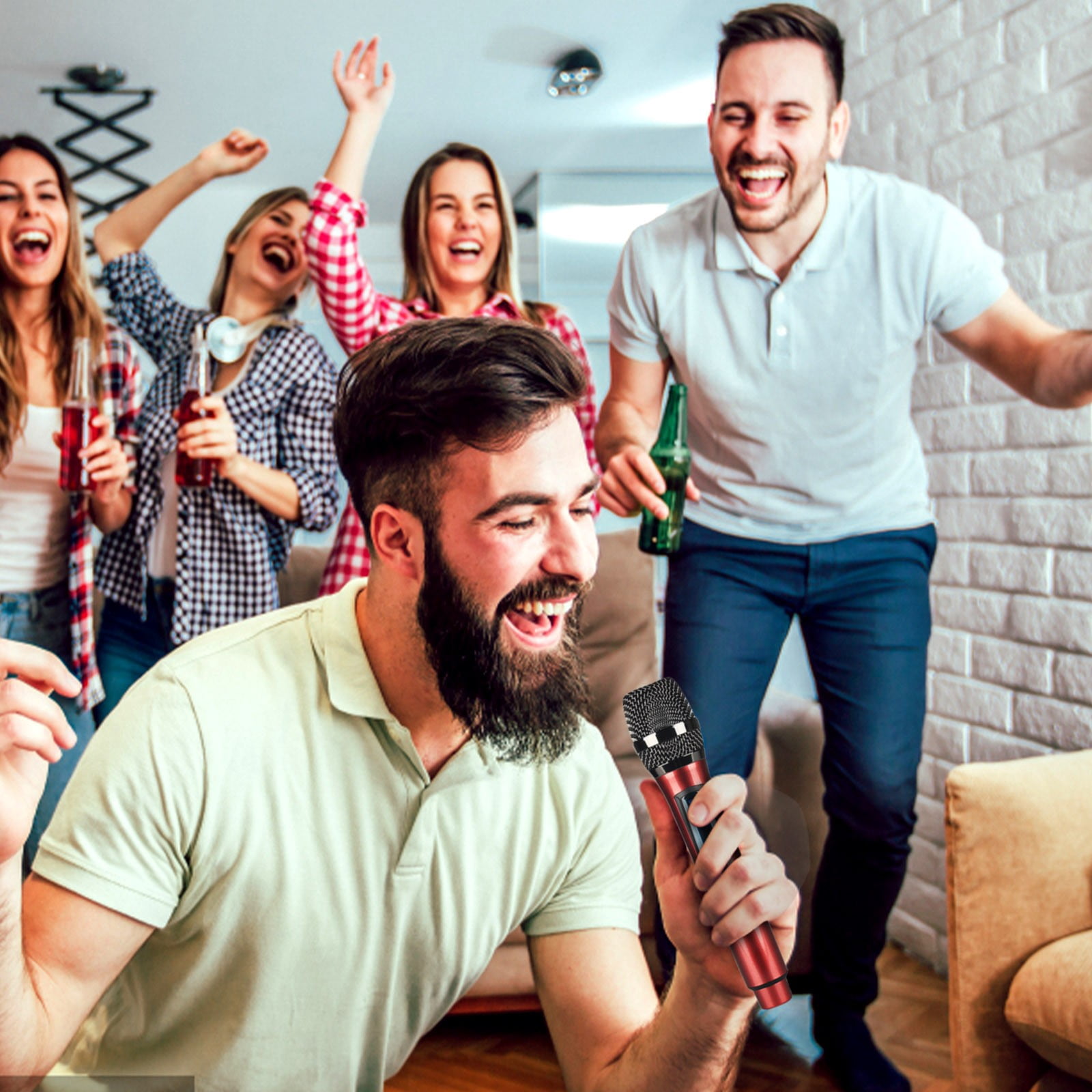 ZFYXGS Wireless Microphone Household Karaoke 2 Pack Outdoor Audio TV Singing KTV Karaoke Meeting Performance Microphone