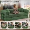 thumbnail image 6 of Convertible Floor Sofa Bed, Holaki 63" Foldable Compression Loveseat Lounge Sleeper Sofa with Pillow & Fixed-Shape Frame, Corduroy Folding Boneless Sofa Couch for Living Room Small Space, Olive Green, 6 of 8