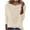 #0347-Beige, variant on Uootdi Women's Long Sleeve Sweaters Fall & Winter Solid Button Front Asymmetrical Neck Sweater Casual Gift Slim Knitwear Top