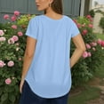 thumbnail image 3 of TQWQT Plus Size Tshirts for Women Cute 3x Women Tunic V Neck Criss Cross Plus Size Tunics Short Sleeve Dressy Casual Basic Plain Tees Women Loose Fit Clothes Light Blue 4XL, 3 of 4