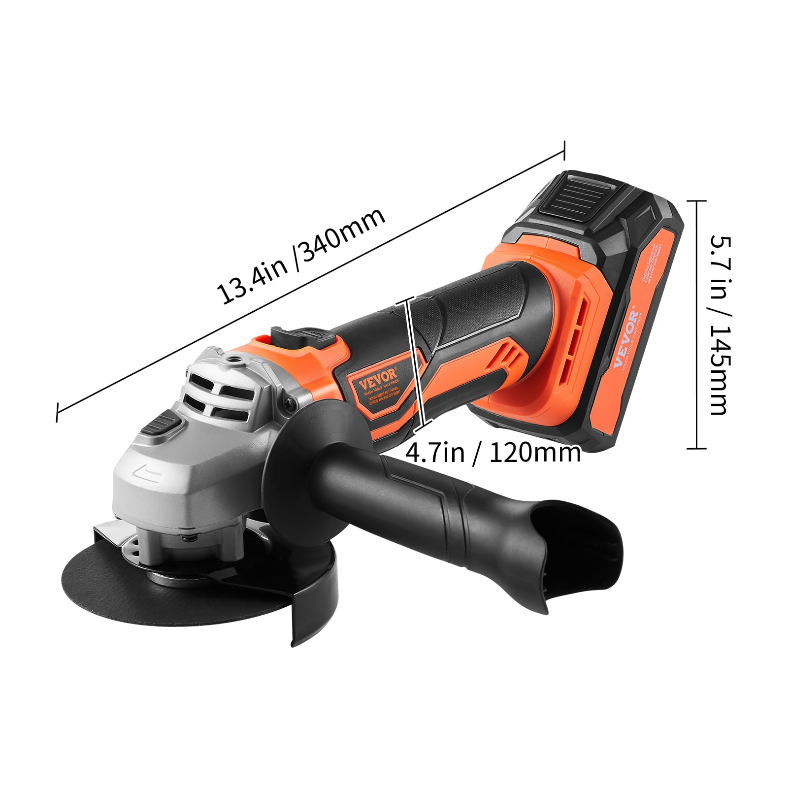 VEVOR Cordless Angle Grinder Kit for 4-1/2'' 9000 RPM Cordless Electric Grinder Power with 20V Fast Charger for Cutting Polishing Grinding Rust