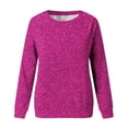 thumbnail image 4 of Zpanxa Women's Solid Color French Terry Crewneck Sweatshirt, Soft Casual Long Sleeve Pullover Top for Lounge and Everyday Wear Hot Pink M, 4 of 4