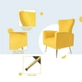 thumbnail image 5 of Velvet Accent Chair, Curved Tufted Upholstered Armchair Club Chair with Metal Gold Legs, Wingback Sofa Chair Reading Chair with High Back and Armrest for Living Room Bedroom, Easy Assembly, Yellow, 5 of 7