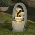 thumbnail image 4 of LuxenHome Gray Oval Cascading Bowls Resin Outdoor Fountain with Lights, 4 of 9
