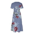thumbnail image 4 of LOVZFMLL Robe Imprimée à Manches Courtes à Col Rond pour Femme Bleu m, 4 of 4
