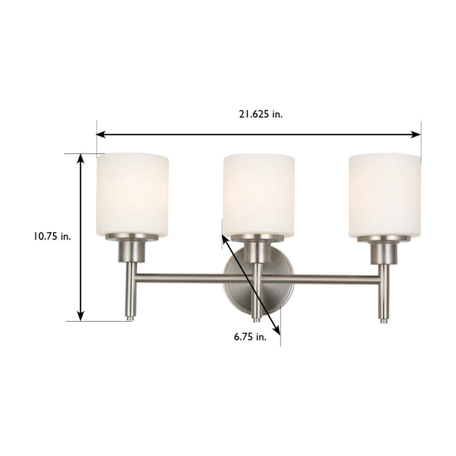 Design House Aubrey 3-Light Bathroom Light Fixtures in Satin Nickel - Dimmable Vanity Lights with Frosted Glass