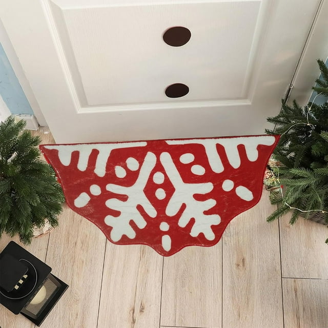 YIMWNYI Christmas Tree Carpet, Non-slip Bathroom Mat, Snowflake Design, Absorbent Rug for Entrance, Kitchen, Laundry Room, Multi-purpose Floor Mat