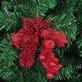 thumbnail image 5 of Paquete de 6 púas navideñas con purpurina en aerosol con flores artificiales, deja fruta para decoración navideña del hogar, 5 of 5