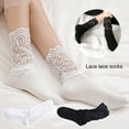 thumbnail image 4 of Opvise Womens Socks 1 Pair Autumn Winter Women Lace Socks Mesh See Through Hollow Out Solid Color Sexy Elasticity Mid Tube Socks Daily Wear White, 4 of 7