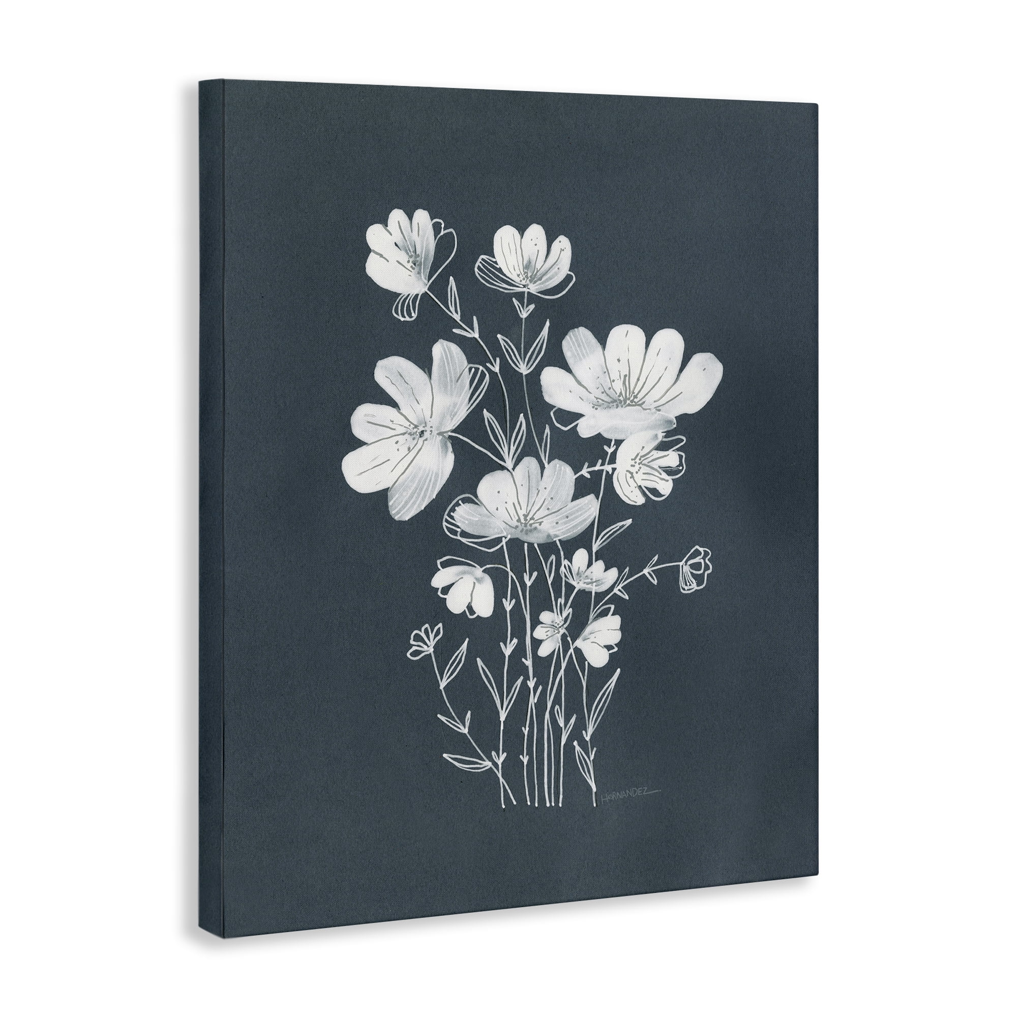 Stupell Industries White Simple Florals Plants & Flowers Painting Wrapped Canvas Art Print Wall Art, 36 x 48