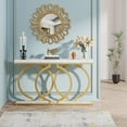 thumbnail image 2 of Tribesigns Gold Console Table, 55 inch Faux Marble Entryway Table Narrow Long Sofa Table, Modern Accent Table for Living Room, Entrance Table Geometric Metal Frame, White and Gold, 2 of 7