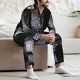 thumbnail image 7 of Picia Black Cobra Snake Pattern Men’s Long-Sleeve Sleepwear Set - Soft 2-Piece Loungewear with Pockets, Comfy PJs for Relaxing Nights-Small, 7 of 7