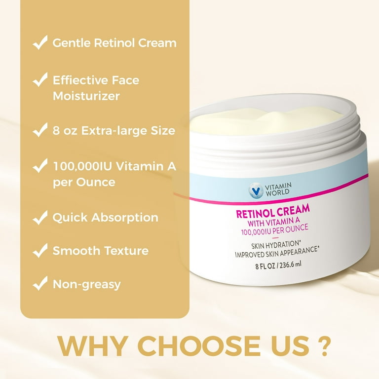 Vitamin World Retinol Cream 100,000 IU 8 oz., Gentle Retinol Night