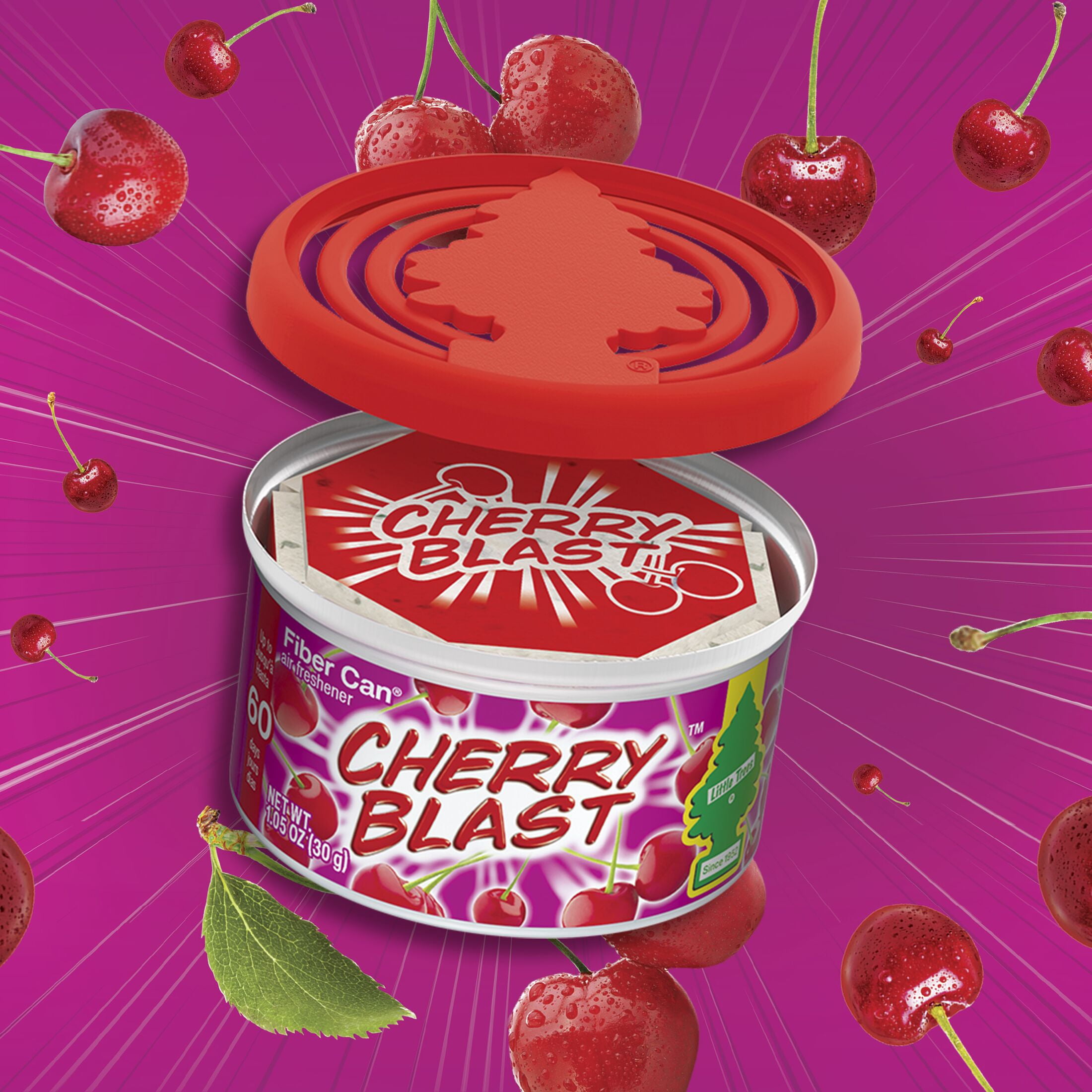 (2 pack) Little Trees Air Freshener Fiber Can Cherry Blast 1.05oz