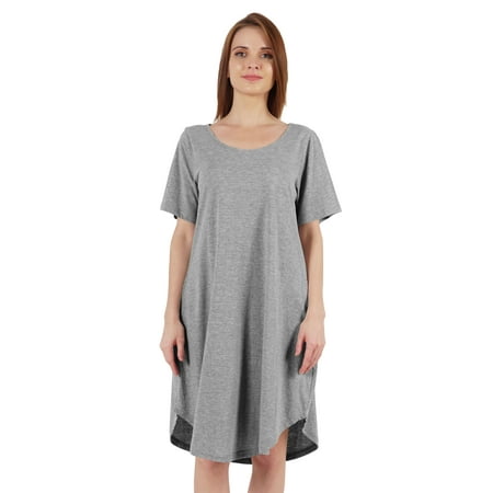

Inkmeso Nightgowns for WoMen s Short Sleeve W/ Round Neck Nightdress Jersey Tunic Loungewear