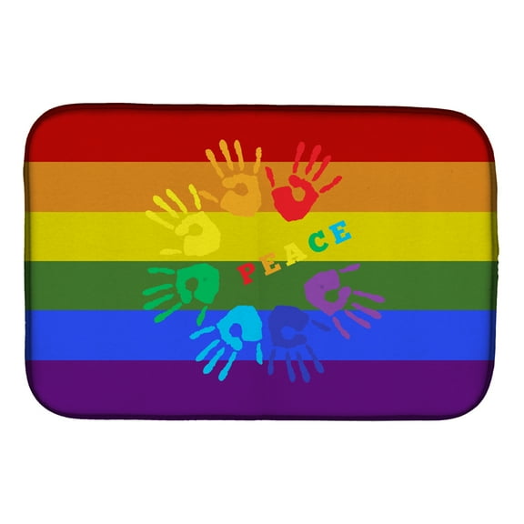 Gay Pride Peace Hands Dish Drying Mat