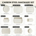 thumbnail image 4 of Kikcoin Bakeware Set, 21-Piece Baking Pans Set Kitchen Carbon Steel Baking Sheet Pans with Silicone Handles, Cookie Sheets Nonstick(Beige), 4 of 11