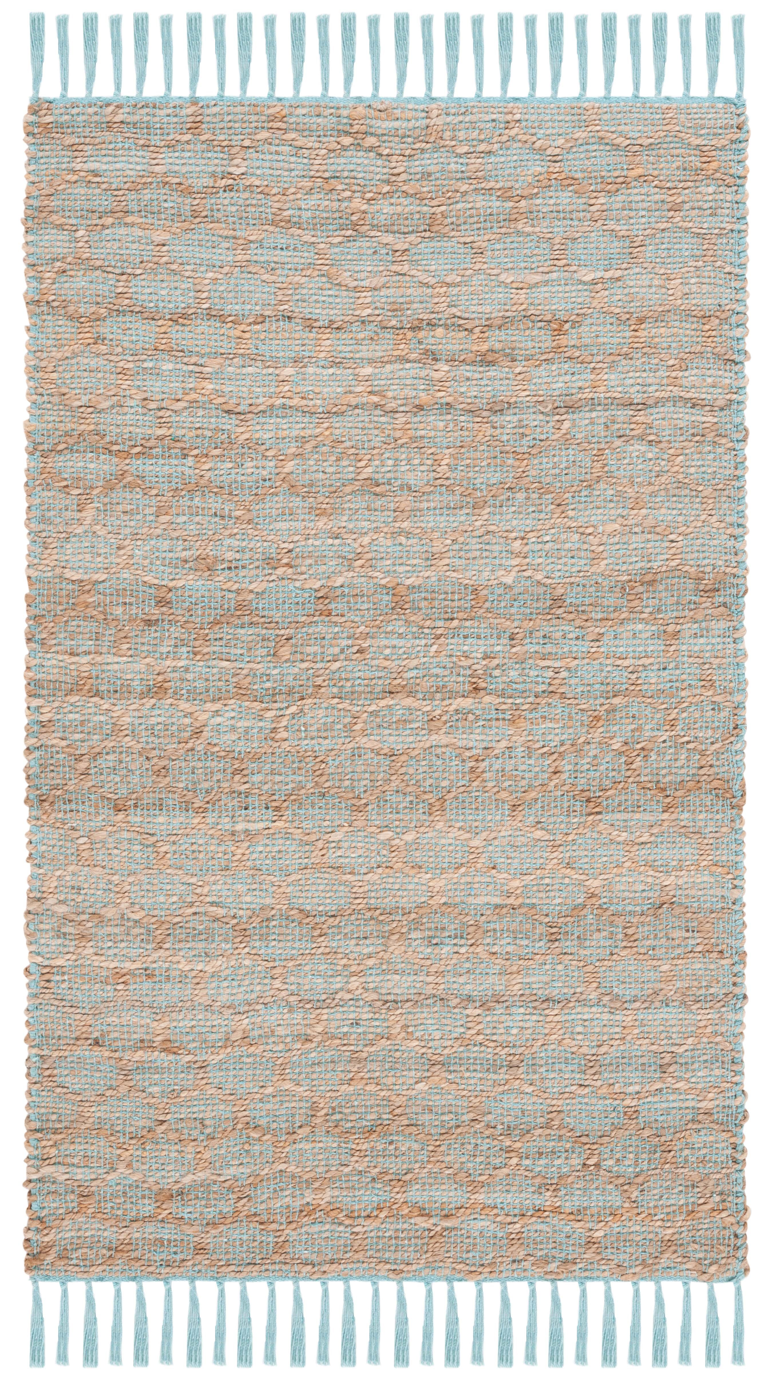 SAFAVIEH Cape Cod Fallon Geometric Area Rug, Light Blue/Natural, 4' x 6'