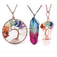 thumbnail image 1 of piezas árbol vida colgante árbol vida cuarzo cristal colgante collar Chakra piedra preciosa cobre alambre envoltura collar oso de fresa  Juguete, 1 of 5